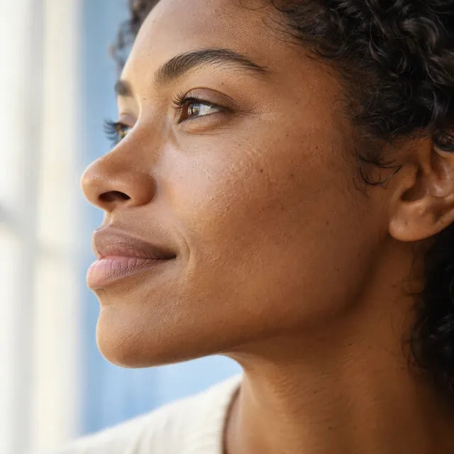 Natural skin texture up close in soft light